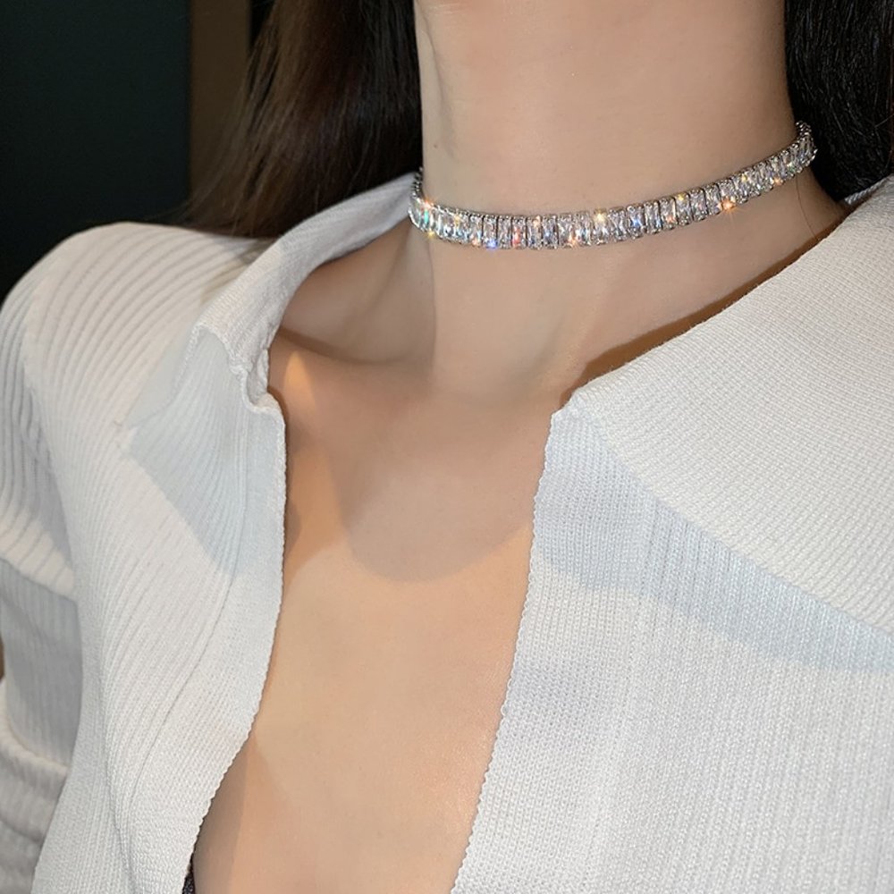COPY - NEW 18K White Gold Baguette Square Diamond Necklace - Picture 6 of 9